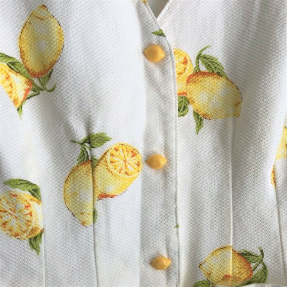 Vintage 90s Y2K Norton McNaughton Waffle Cotton White Lemon Vest - Size 8P - Picture 4 of 10
